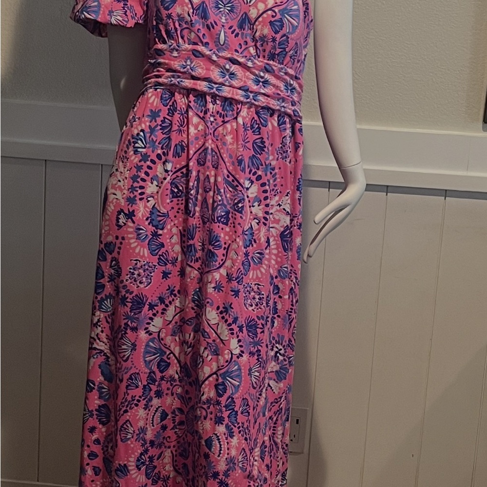 Lilly Pulitzer One Shoulder Pink and Blue Dress
